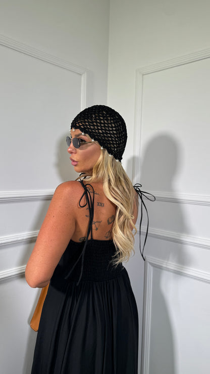 Abito midi misto lino (curvy) Ariel nero 333