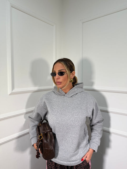 Felpa in pile con cappuccio Feel grigia 25762