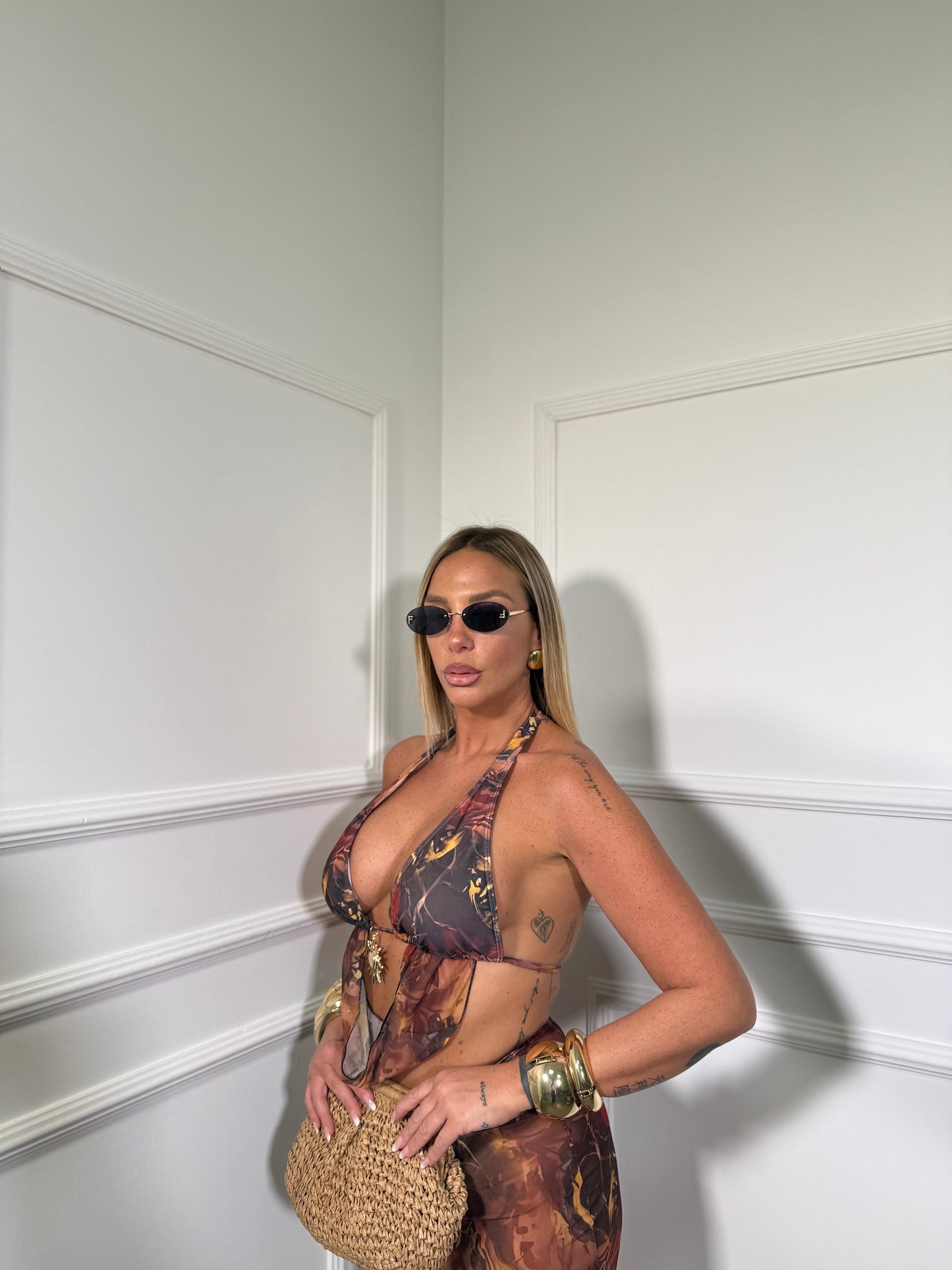 Costume con copricostume Soleil marrone 2781