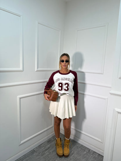 Gonna plissé in lana rasata Blair panna zs8040