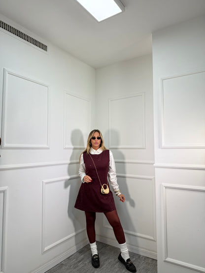 Abito smanicato con micro strass Kety bordeaux my58399