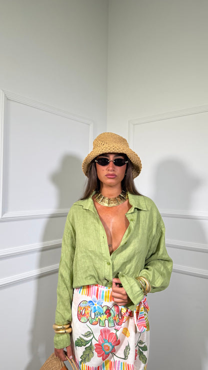 Camicia misto lino Sunny verde avocado 26693