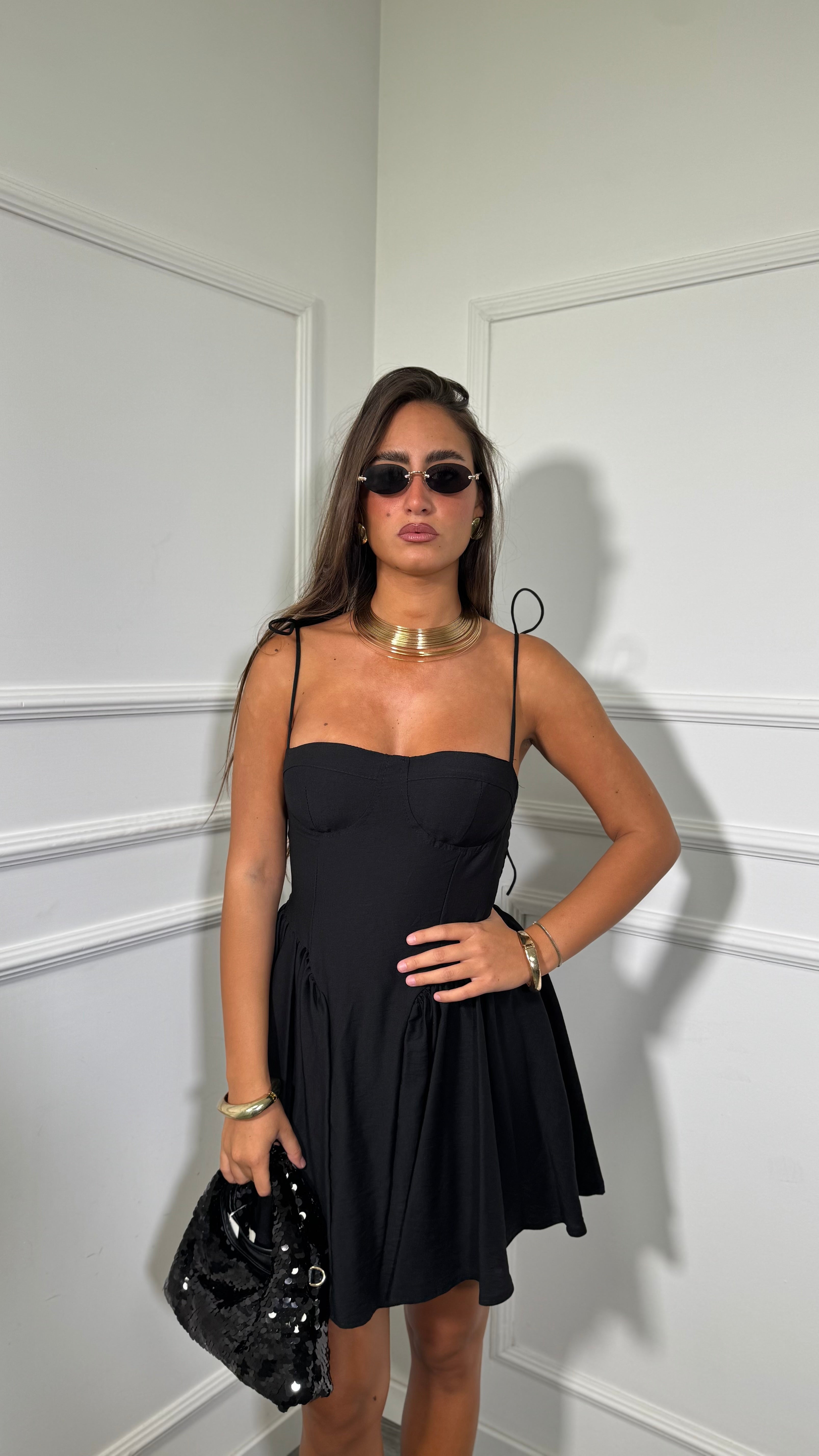 Abito corto Wanda nero 6671