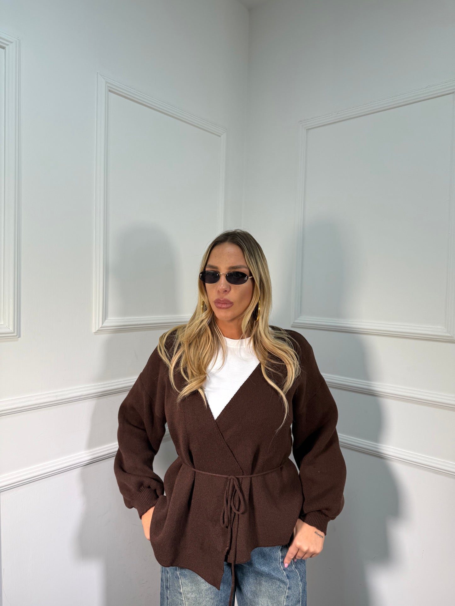 Incrociatina in lana rasata cioccolato 24683