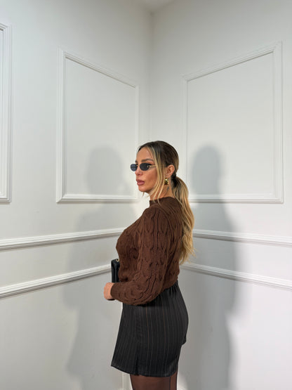 Pantagonna gessato con cintura nero