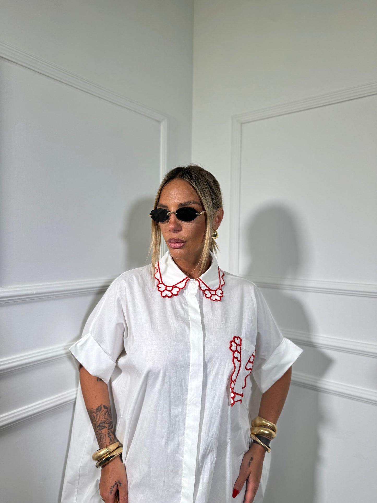 Camicione midi oversize (curvy) Funny bianco