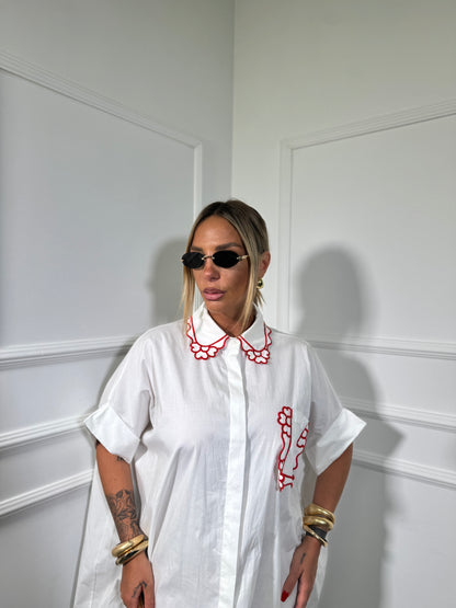 Camicione midi oversize (curvy) Funny bianco