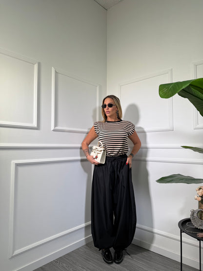 Pantalone maxi balloon tessuto tecnico Gilda nero m13404
