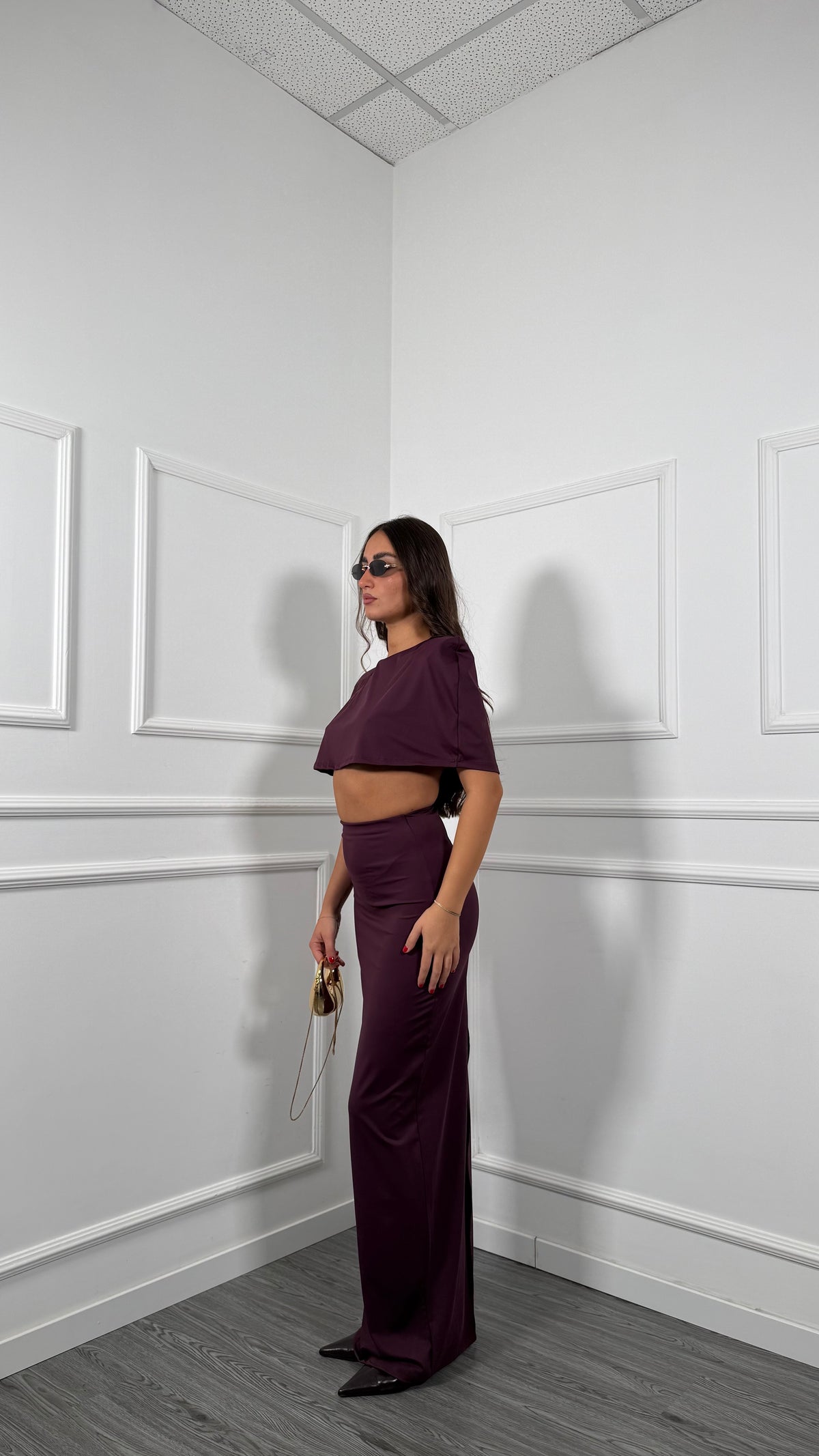 Coordinato in lycra Lavinia borgogna