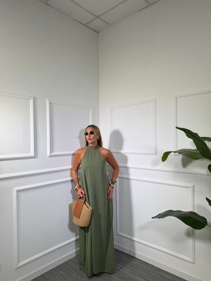 Abito midi scollo americano Selene (vari colori) 6125