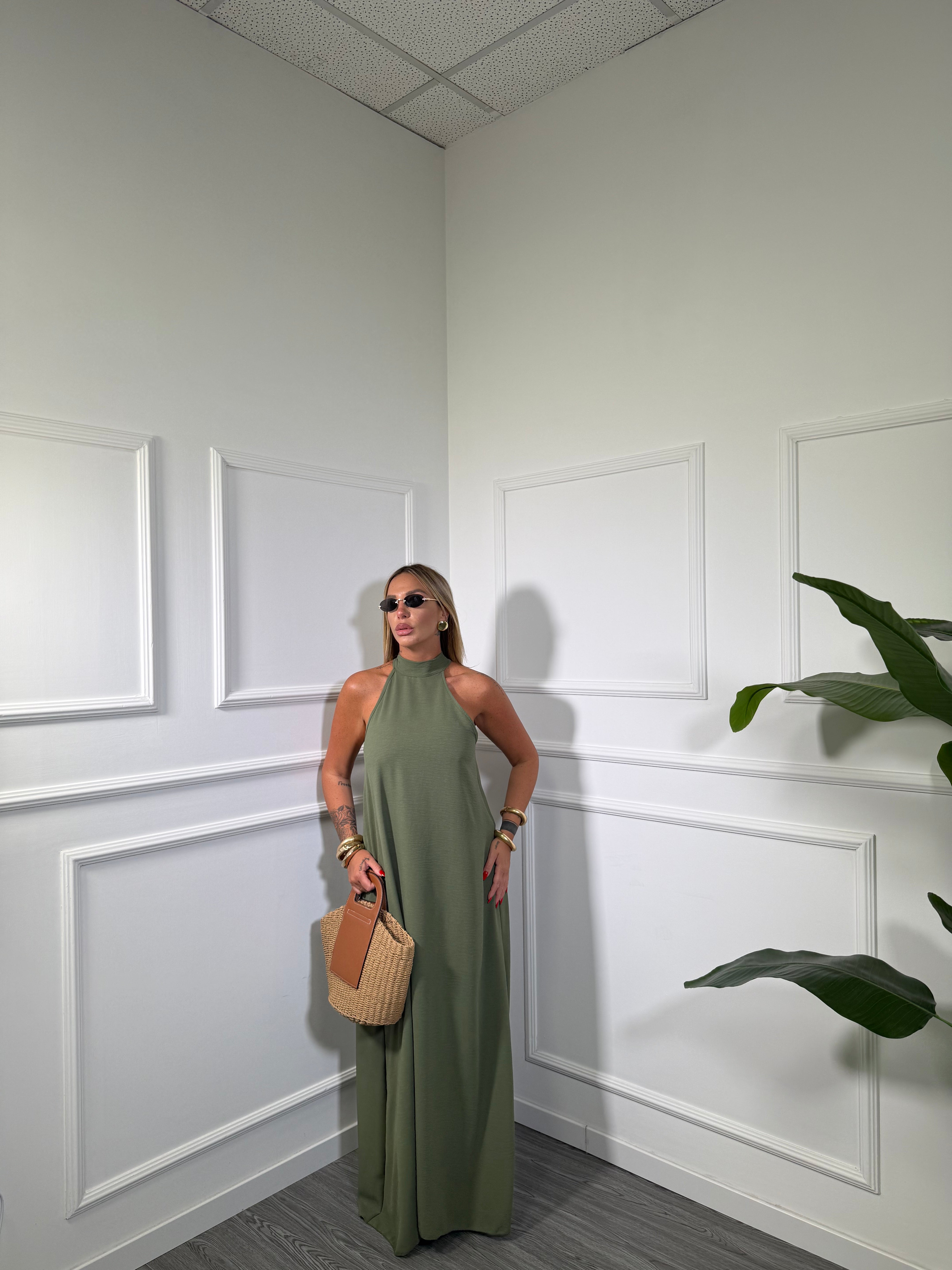 Abito midi scollo americano Selene (vari colori) 6125