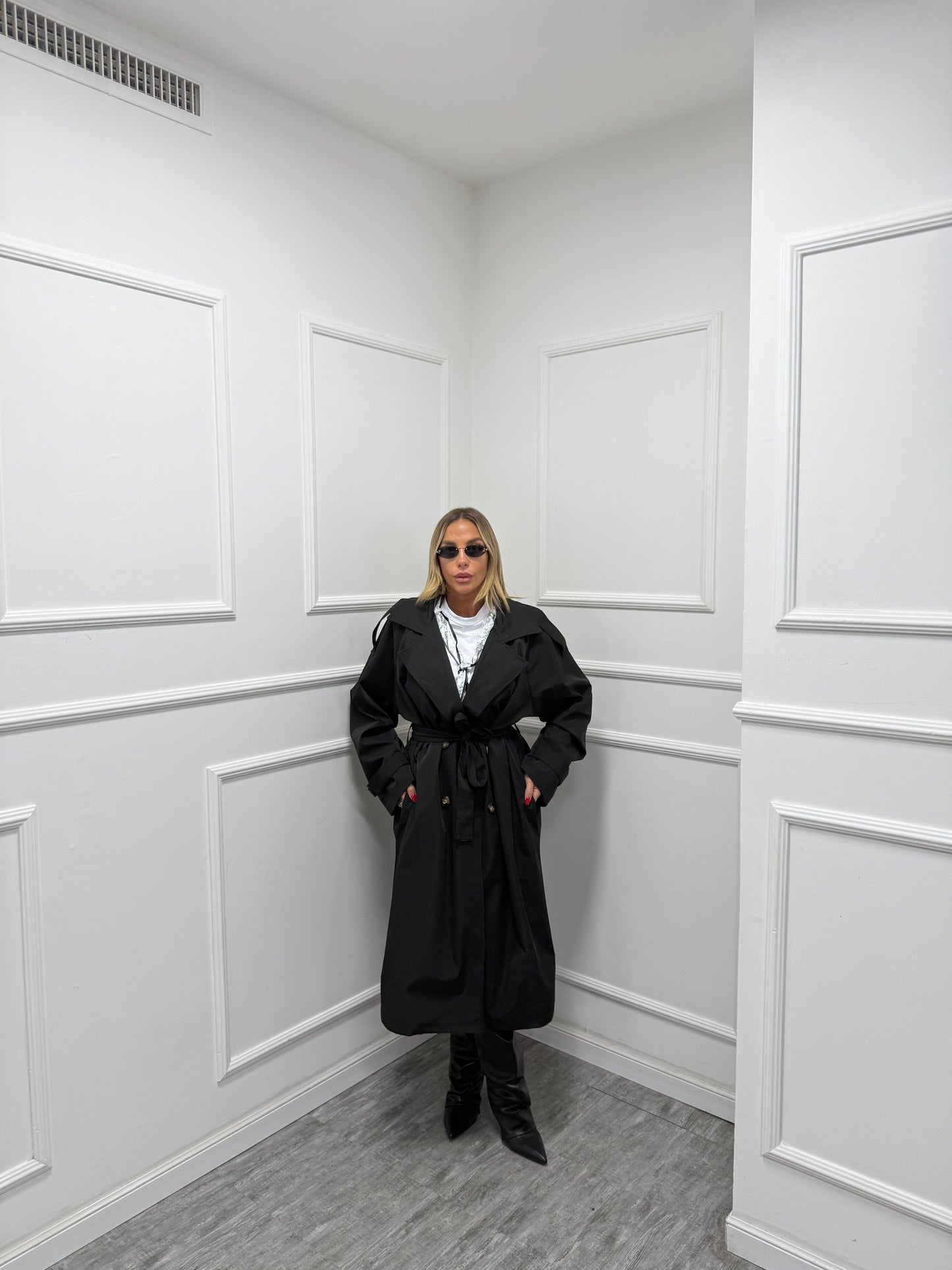 Trench London nero curvy 5927