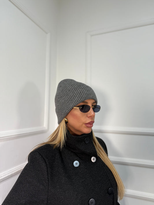 Cappello misto lana a costine Snow grigio