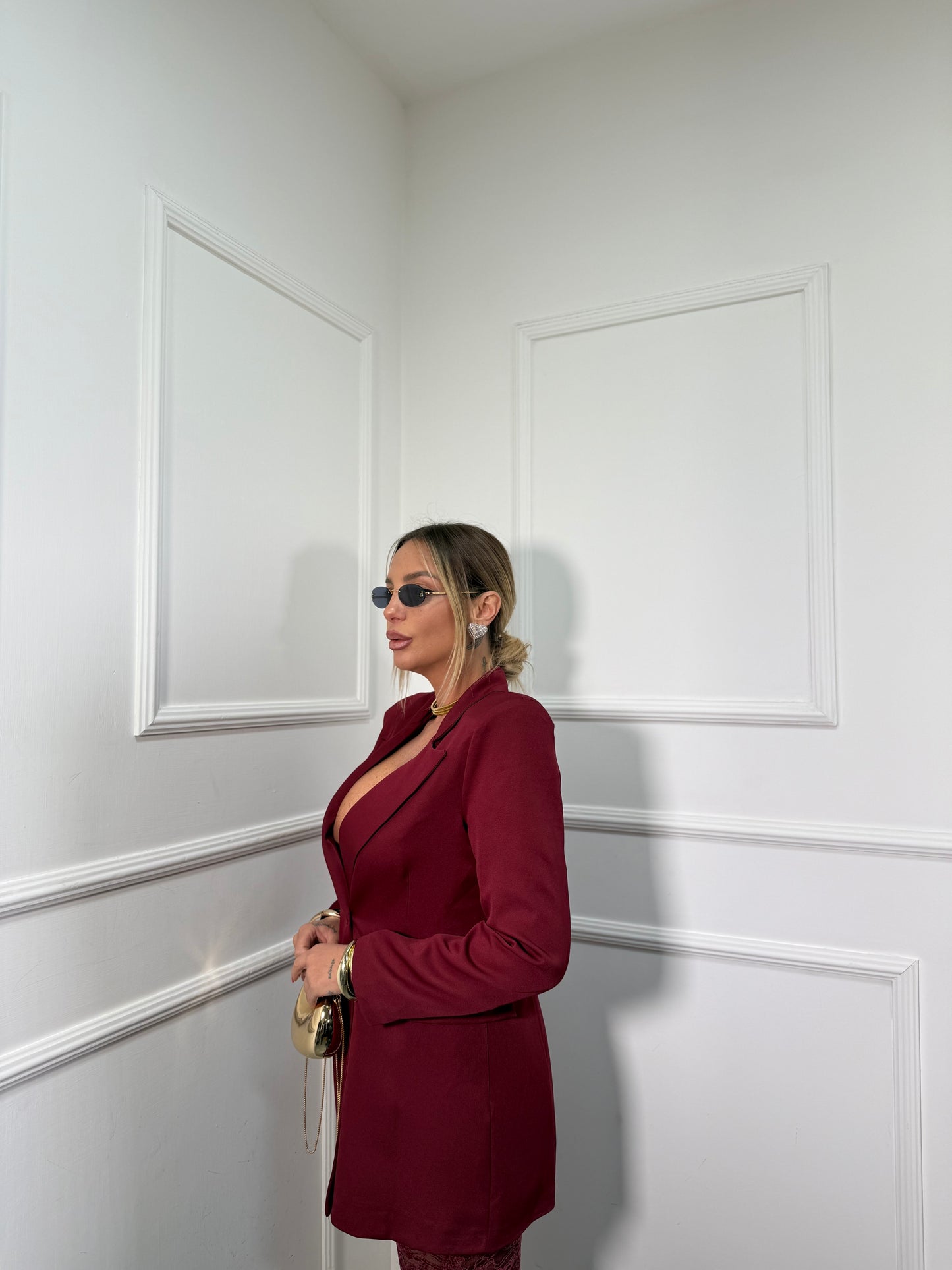 Blazer doppio bottone con spalline Ingrid bordeaux 22670