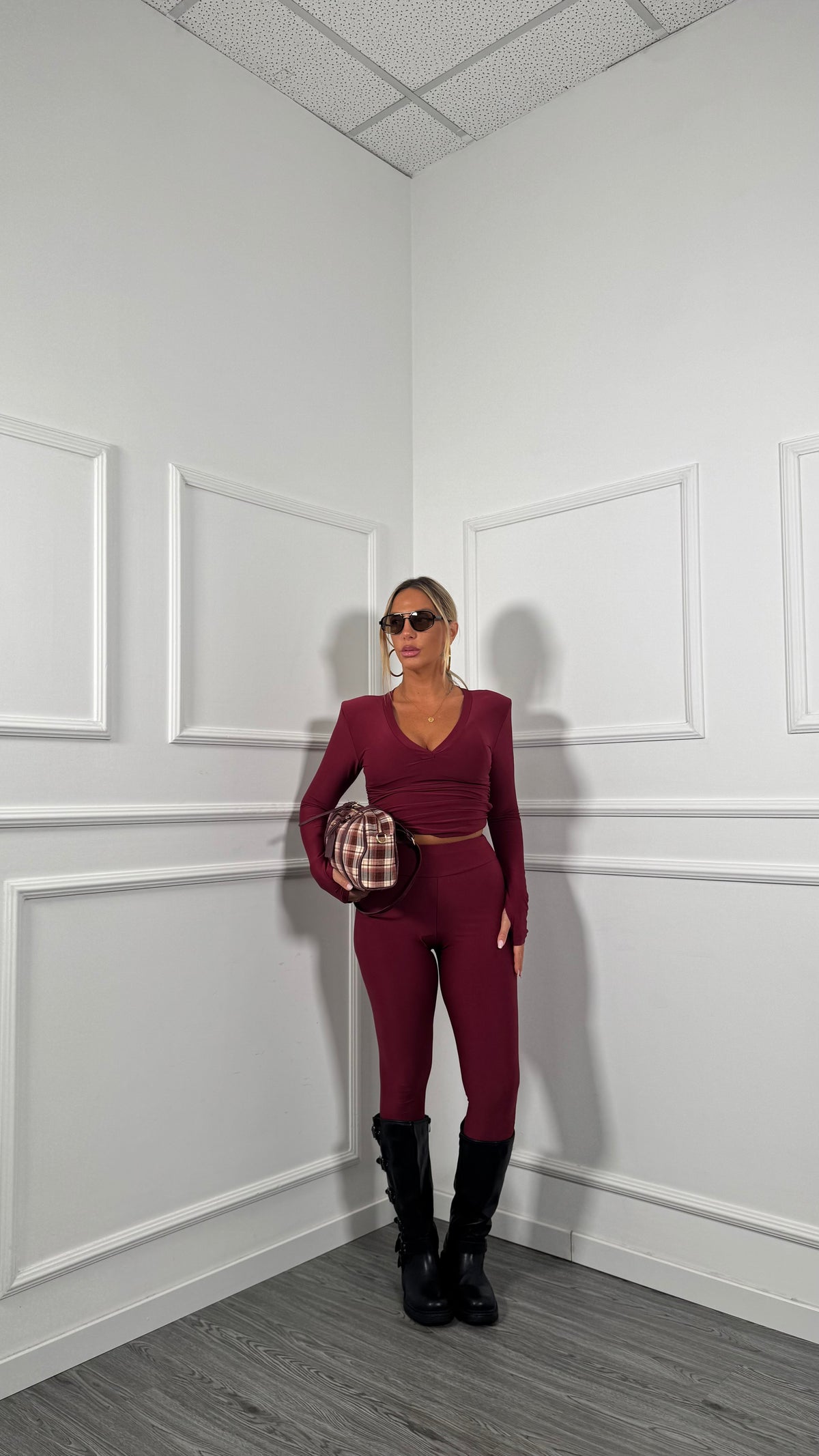 Coordinato in lycra con spalline Friday bordeaux 16589