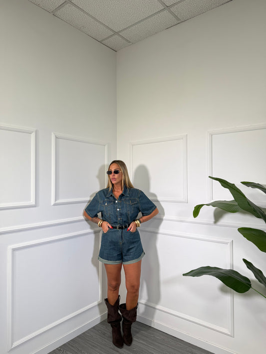 Jumpsuit in denim lavaggio sabbiato Shapes A49
