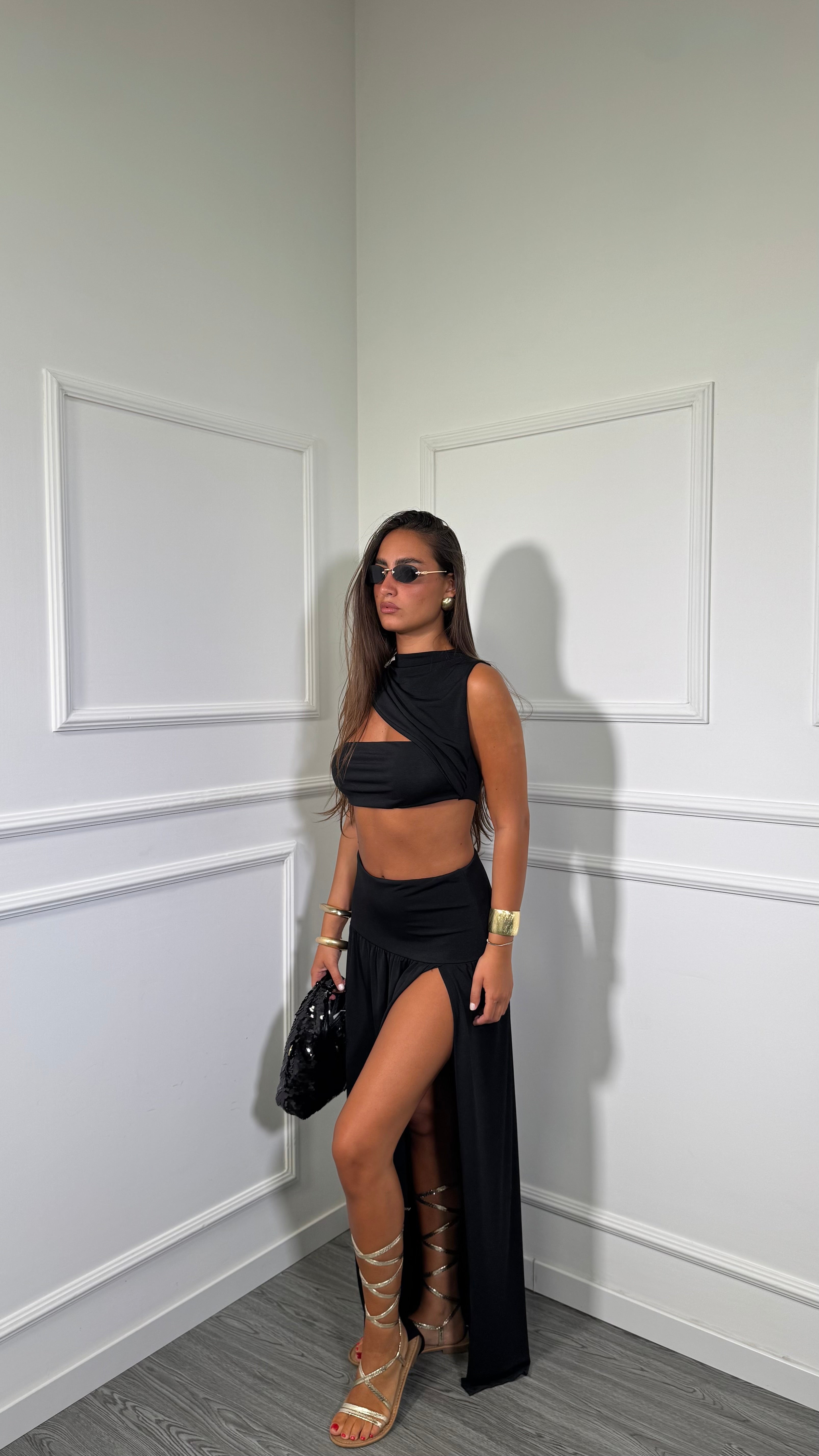 Coordinato in jersey Amaliè nero 8080
