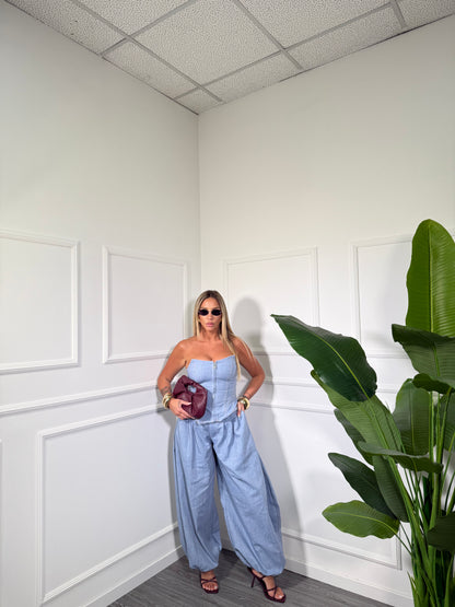 Coordinato in denim Icona lavaggio chiaro 06700