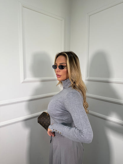 Dolcevita con bottoncini oro grigio al006