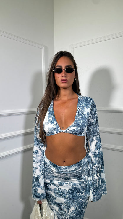 Coordinato in lycra Savannah bianco/blu 12174