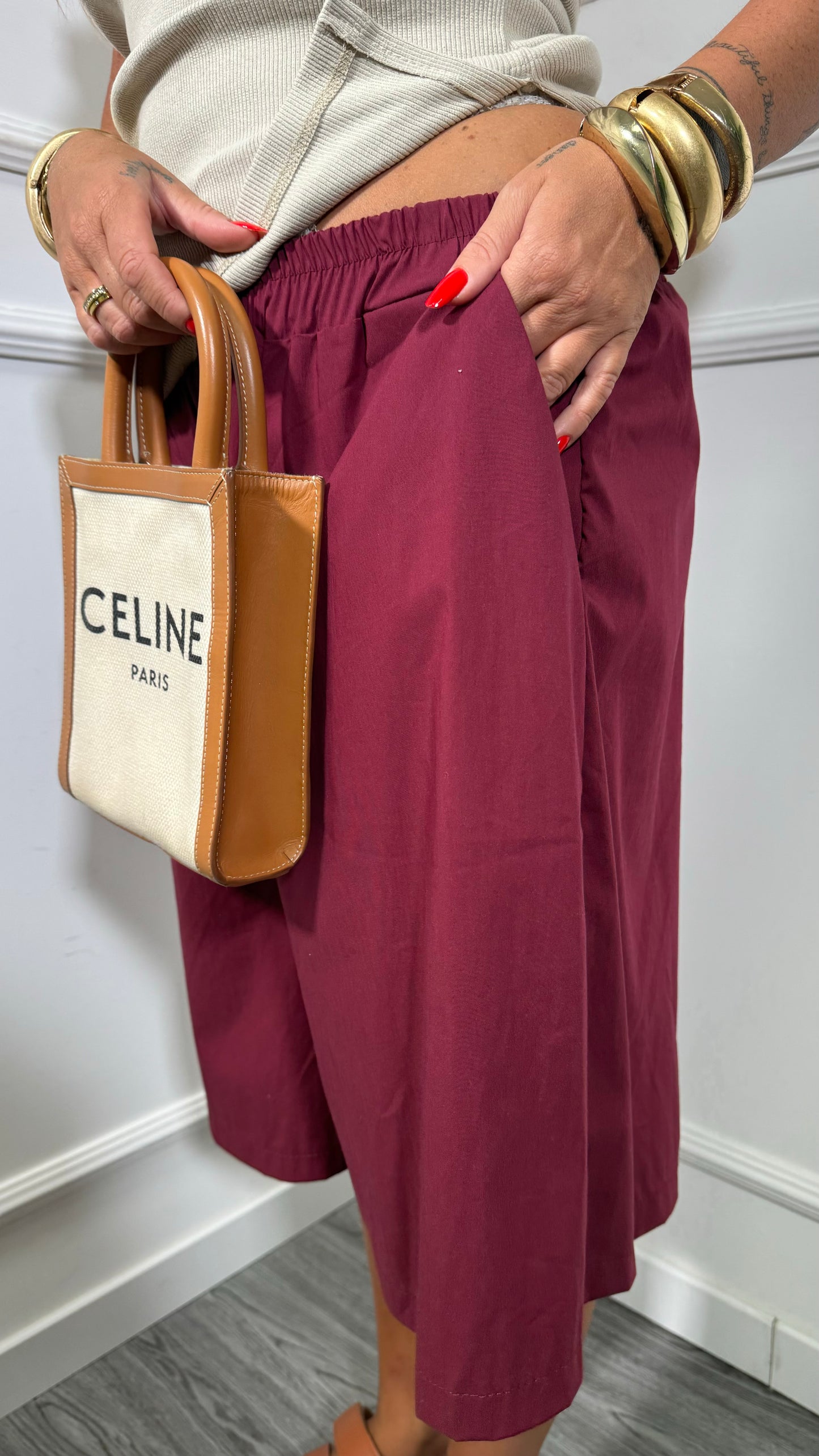 Bermuda in cotone (curvy) Sporting bordeaux 240359