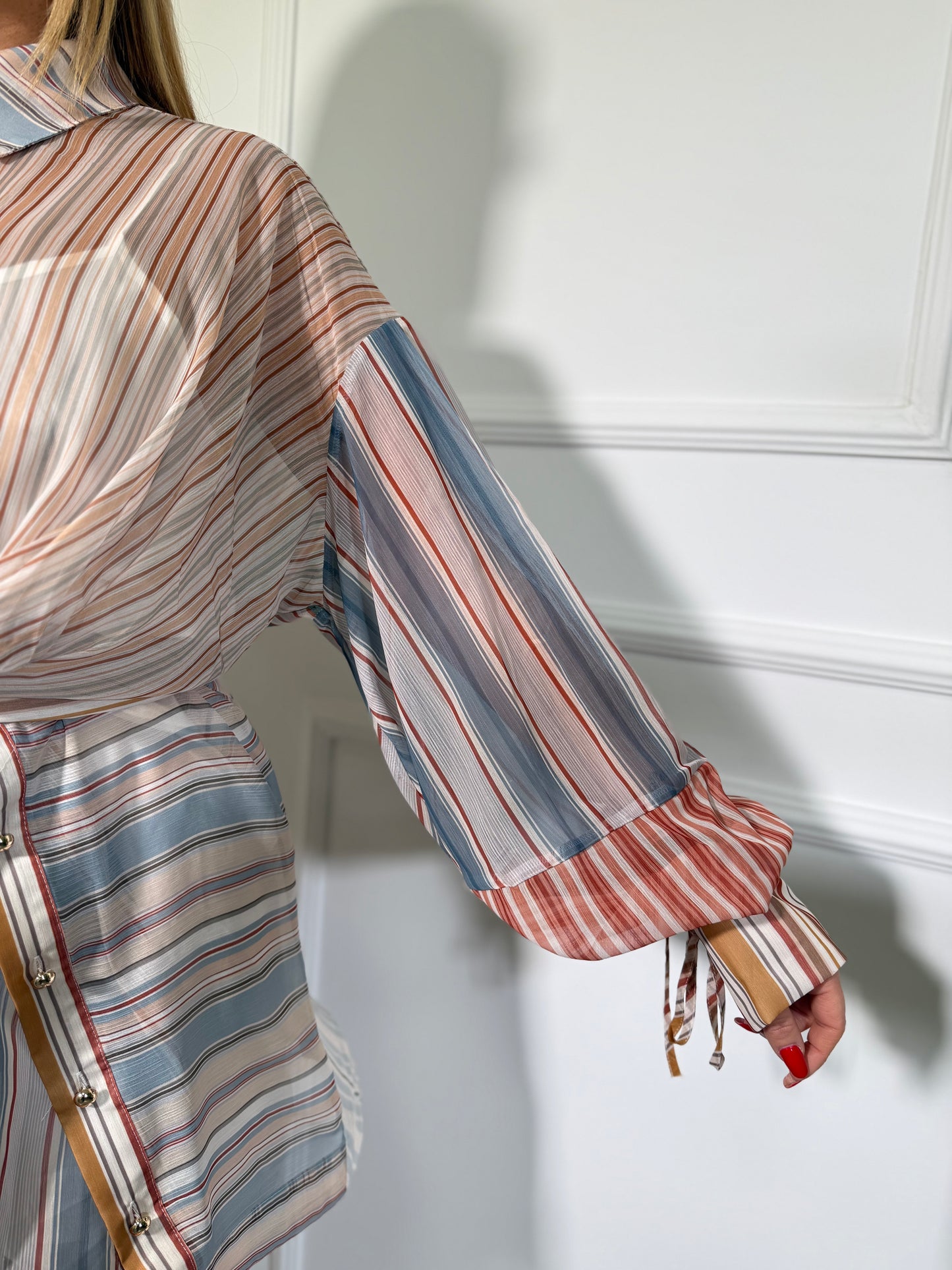 Abito camicia in chiffon con sottana Sky 0y7252