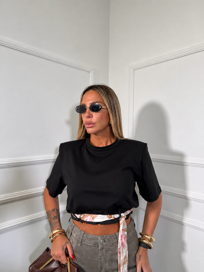 T-shirt crop con spalline e foulard by justwest (vari colori) jw1946
