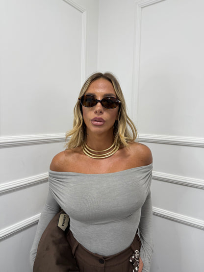 Shirt scollo a barca in viscosa Brendy grigio ng3811