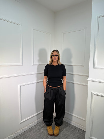 Pantaloni balloon tessuto tecnico nero 3738