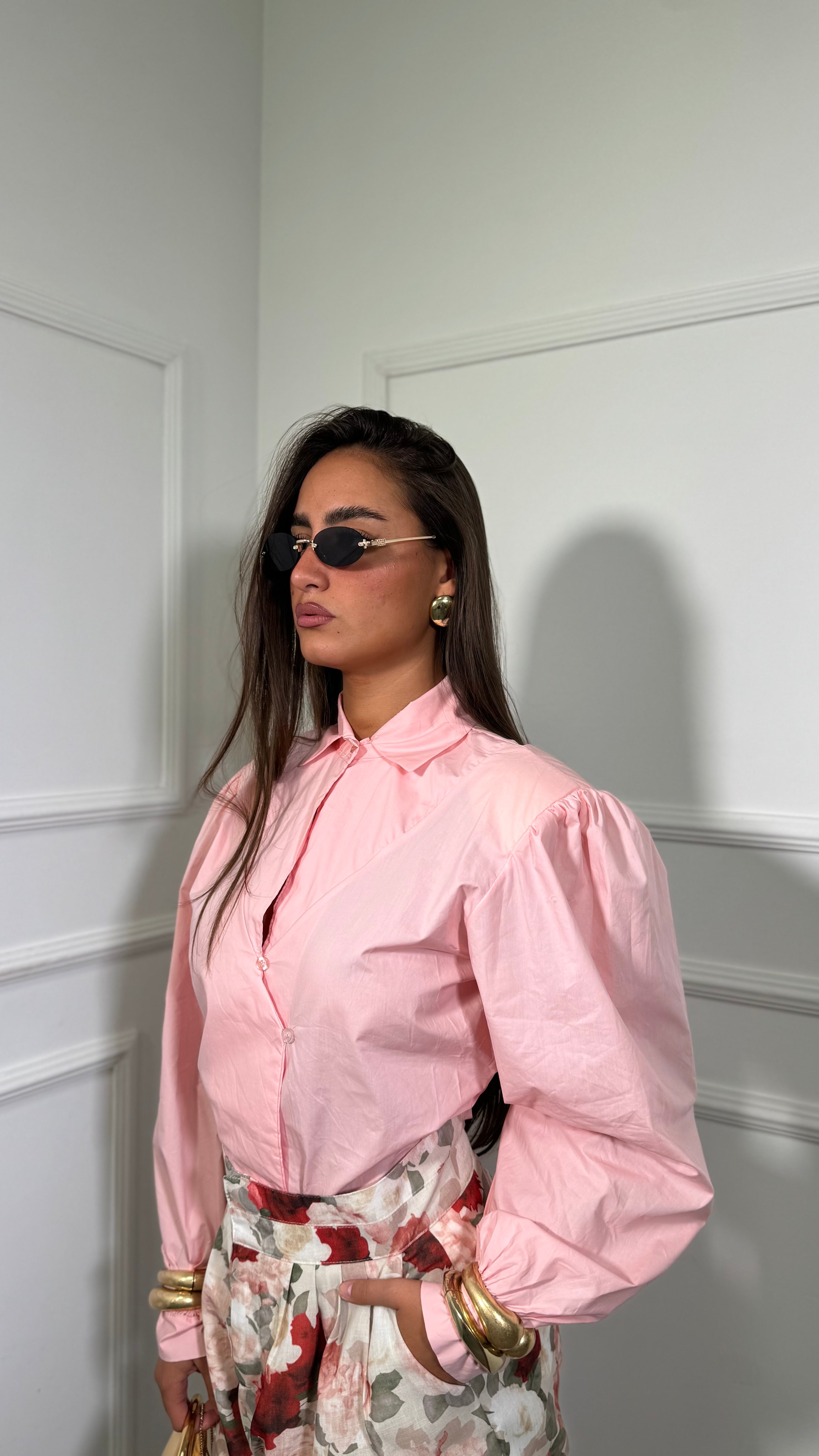 Camicia con spalline e fiocco sul retro Sakura rosa