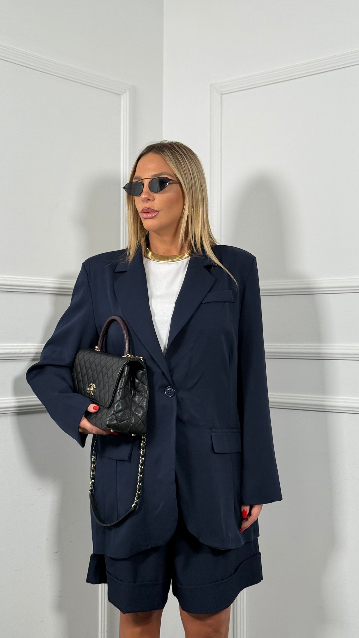 Tailleur con bermuda Curvy Venice blu m11059