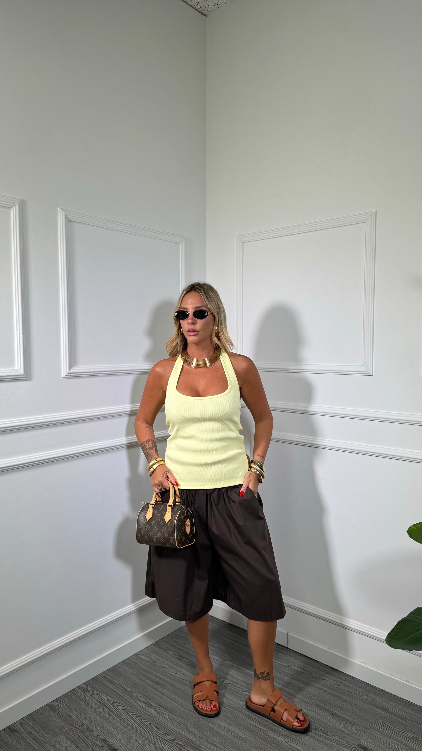 Bermuda in cotone (curvy) Sporting marrone 240359