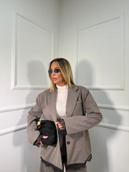 Tailleur spigato in flanella con pizzo Parisienne 86329