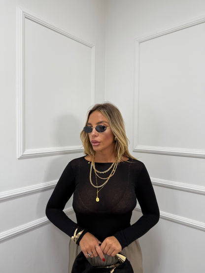 Maglia in Cashmere Life nera 21808