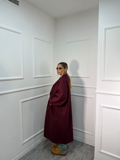 Maxi coat Favola bordeaux 22301