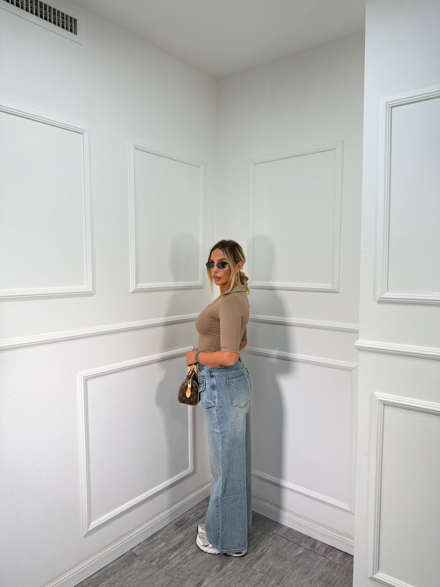 Jeans doppio bustino lavaggio chiaro yd8811