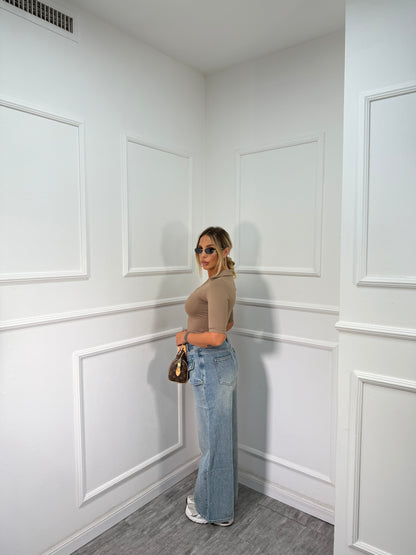 Jeans doppio bustino lavaggio chiaro yd8811