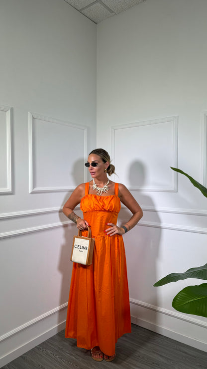 Abito midi in cotone Shila arancio 58202