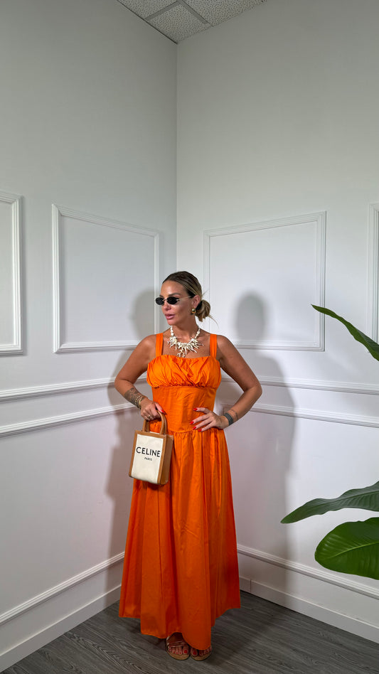 Abito midi in cotone Shila arancio 58202