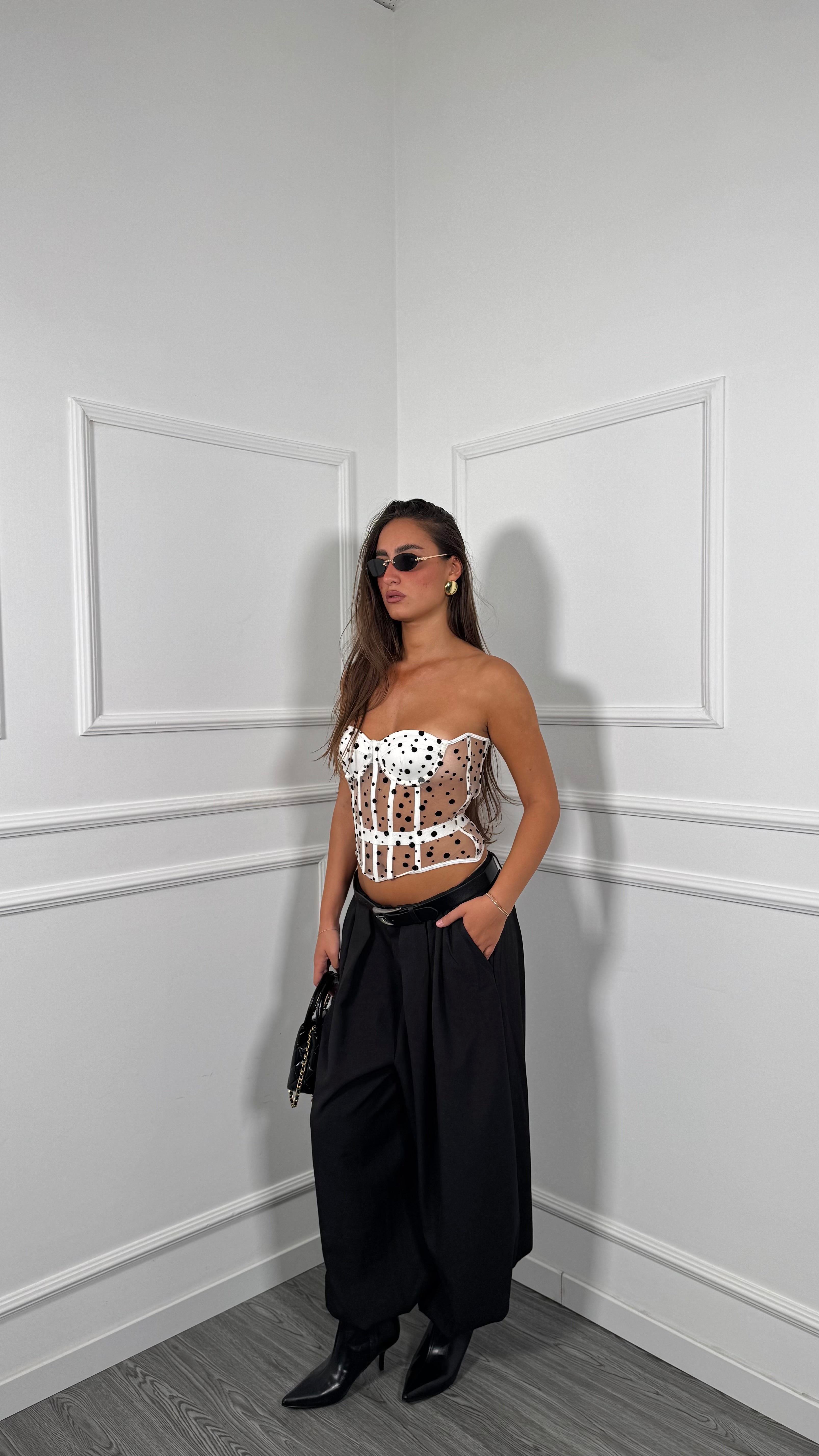 Pantaloni balloon in crepe con cintura nero 2858