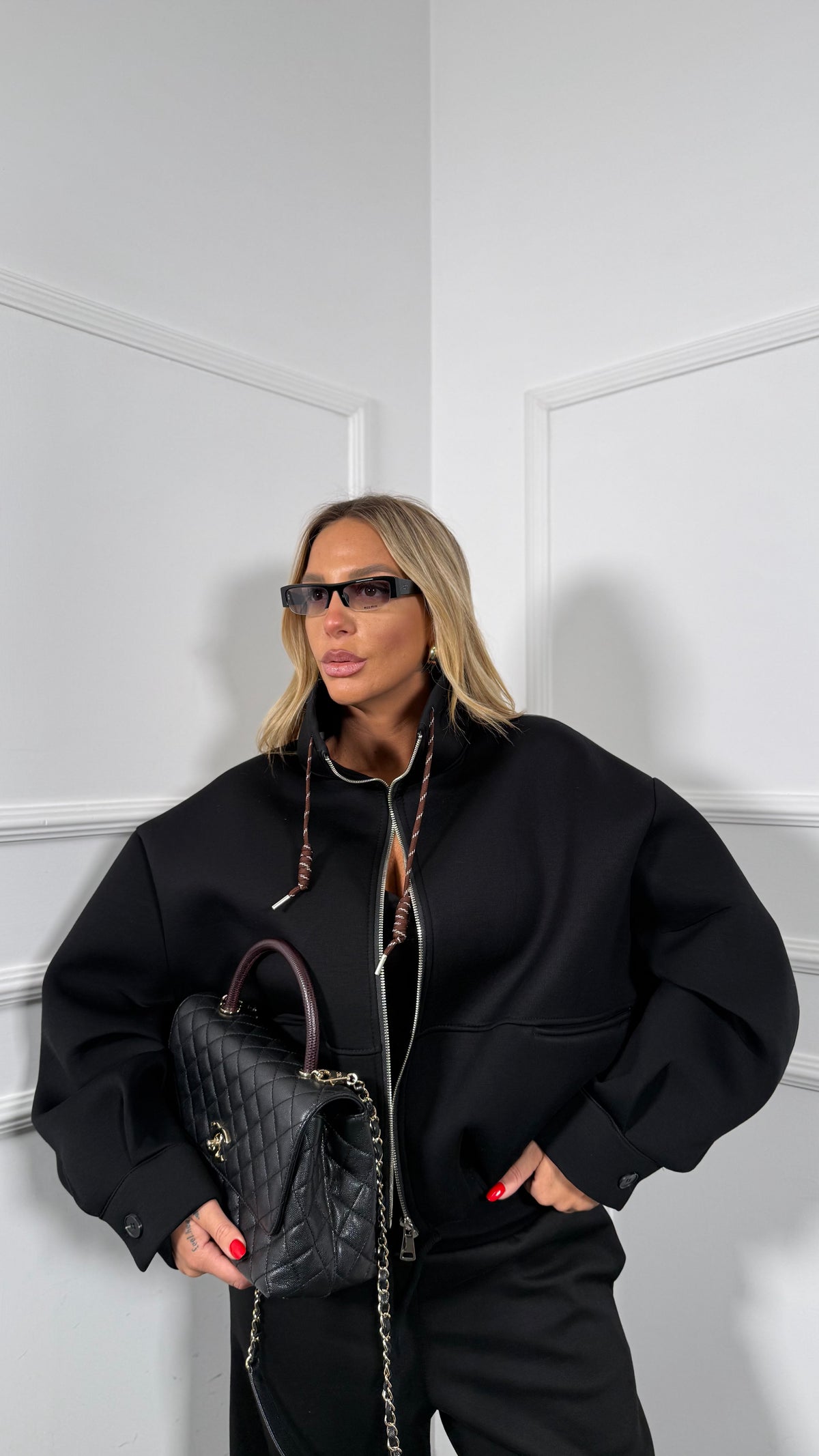 Giubbino in felpa neoprene Elena nero m8829l