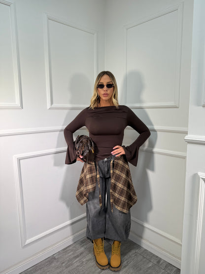 Jeans balloon con finta camicia incorporata grigio scuro w79932