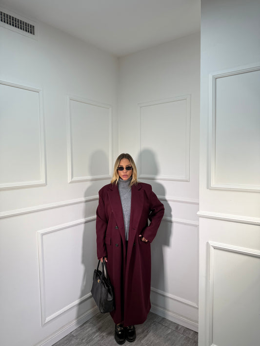 Cappotto doppiopetto con cinturino sul retro Broadway bordeaux m11149