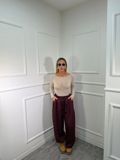 Pantaloni baggy balloon borgogna m16085