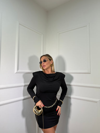 Abito con spalline e scollo a bicchiere Secret nero 27419