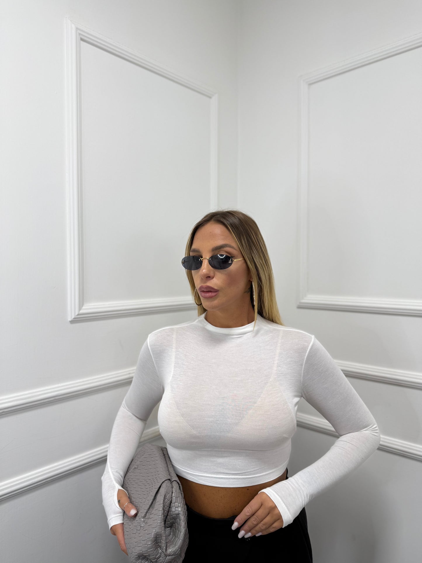 Shirt crop Bea bianca 5317