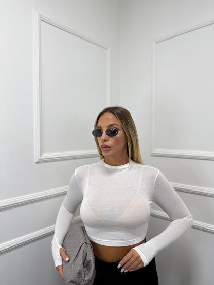 Shirt crop Bea bianca 5317