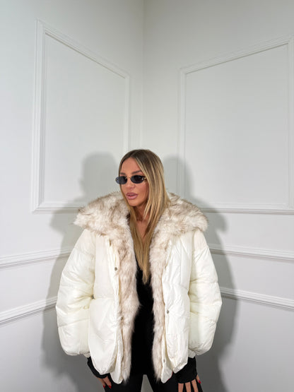 Bomber oversize con ecofur rimovibile Cortina panna fl202257