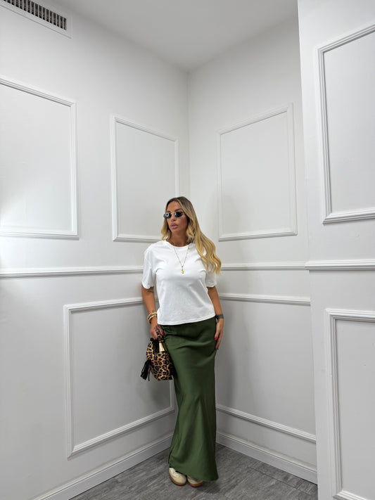 Longuette in satin Élite verde oliva 2419