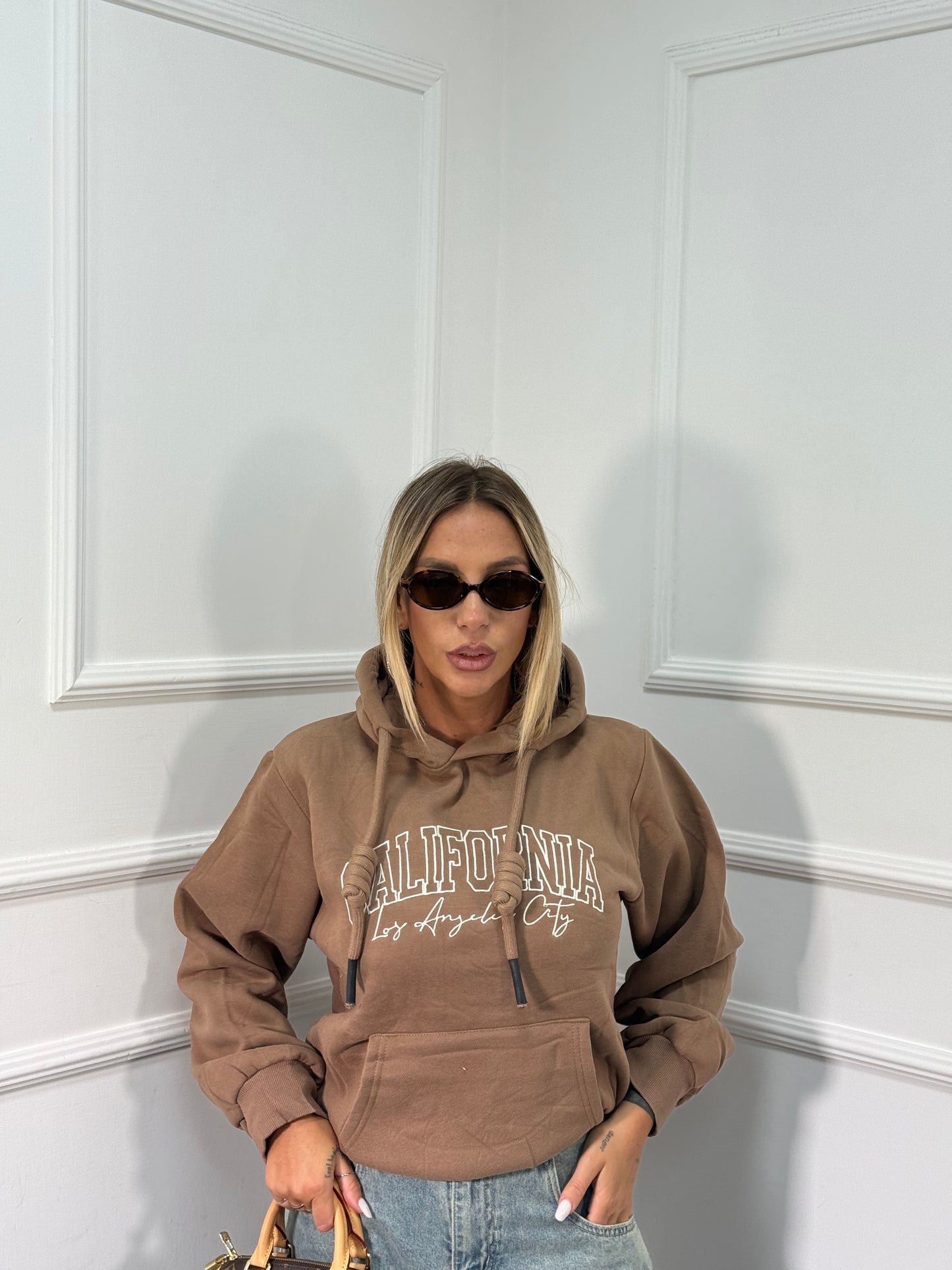 Felpa oversize in pile California camel k3719